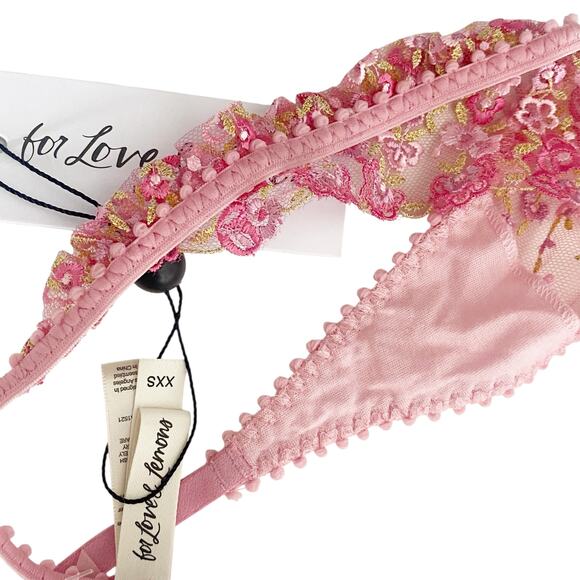 NWT For Love And Lemons Fan Floral Thong Ruffle Panty Size  XXS - Picture 4 of 7